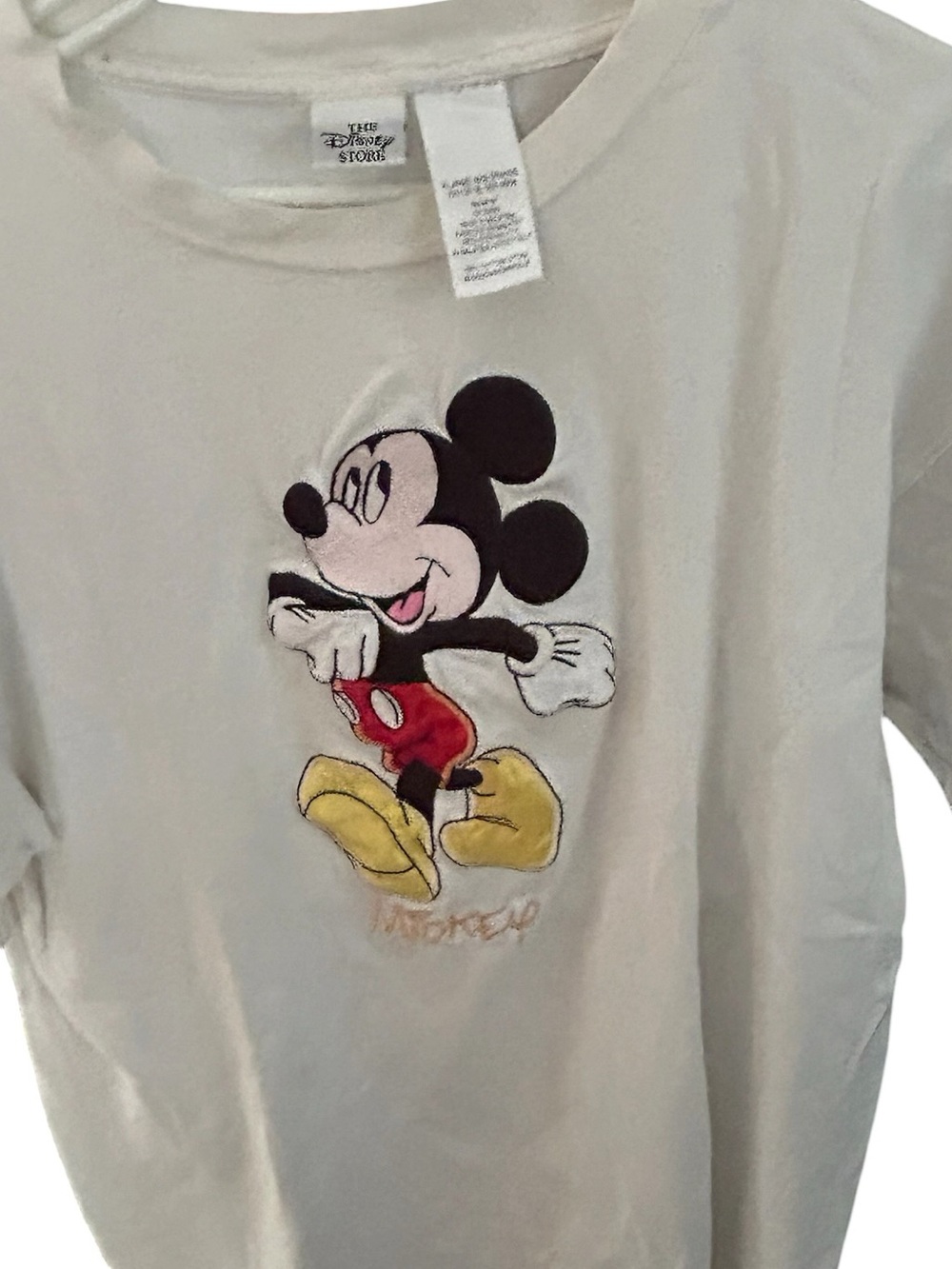 Disney White Mickey Mouse Graphic Tee w Accents Vintage Whimsy XL EUC Cartoon - Picture 2 of 14